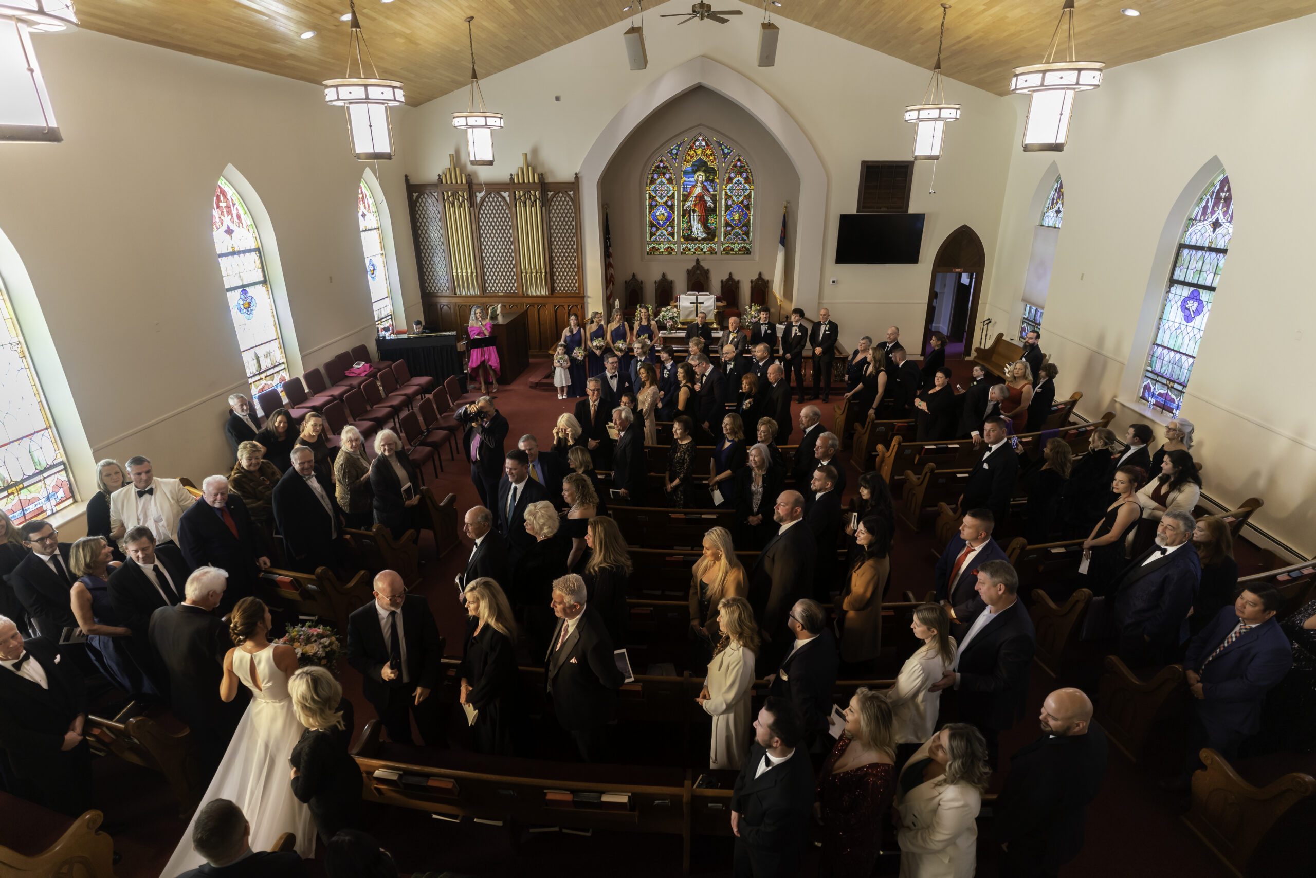 a large group of people in a church